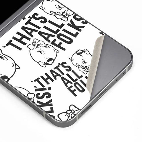 Looney Tunes Porky Pig Black and White Galaxy Z Flip6 Skin